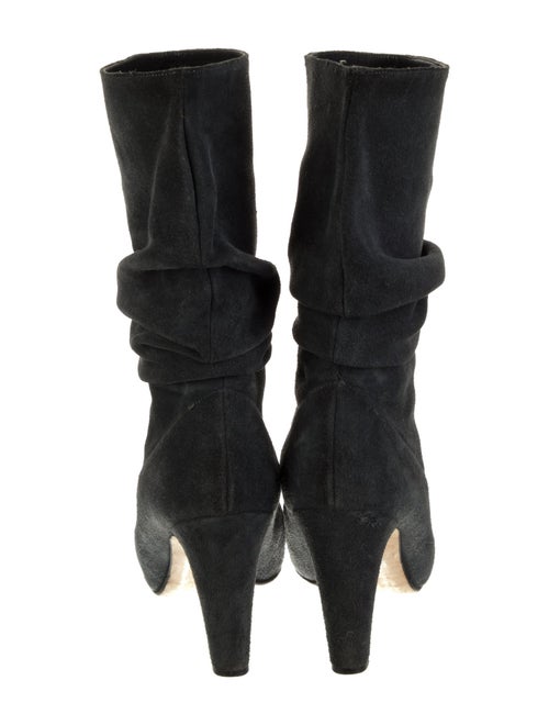 Manolo Blahnik Suede Pleated Accents Slouch Boots