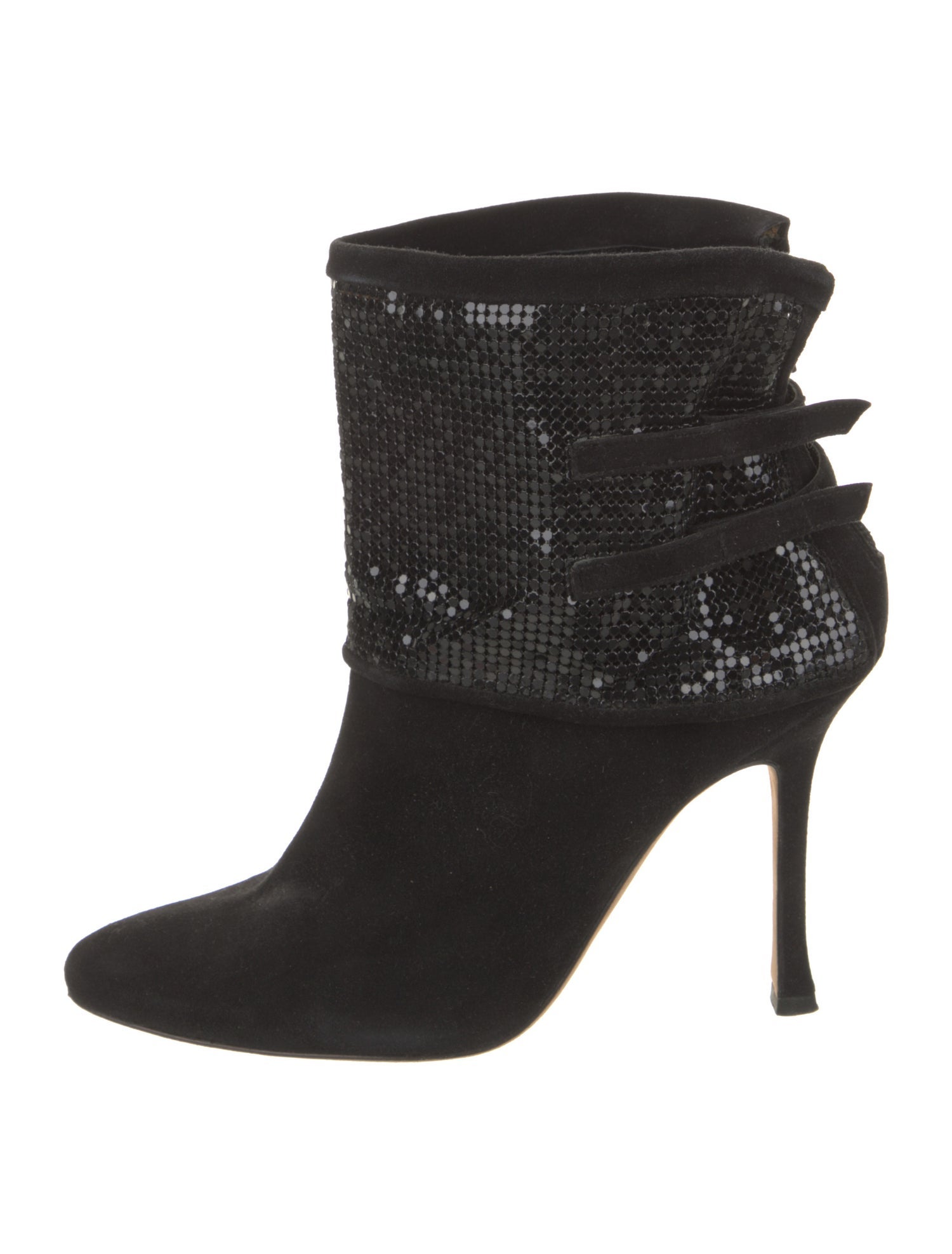Manolo Blahnik Suede Chain-Link Accents Boots