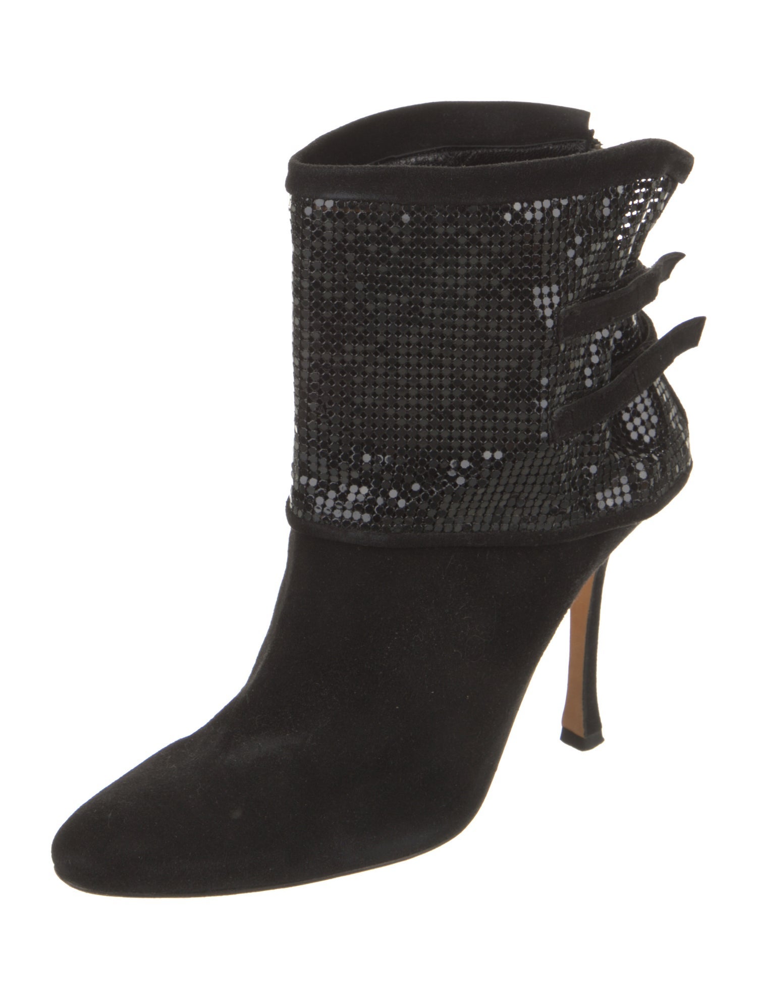 Manolo Blahnik Suede Chain-Link Accents Boots