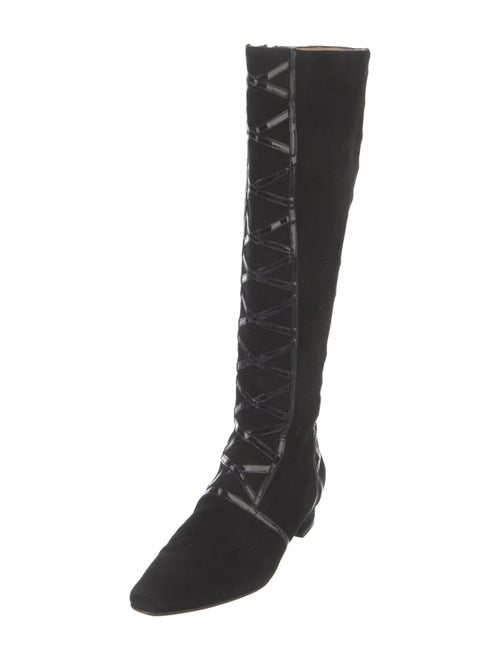 Manolo Blahnik Suede Lace-Up Boots