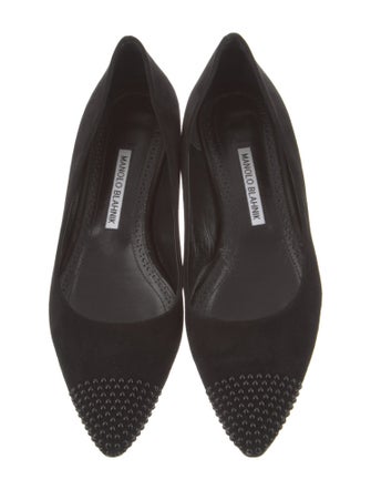 Manolo Blahnik Suede Studded Accents Flats