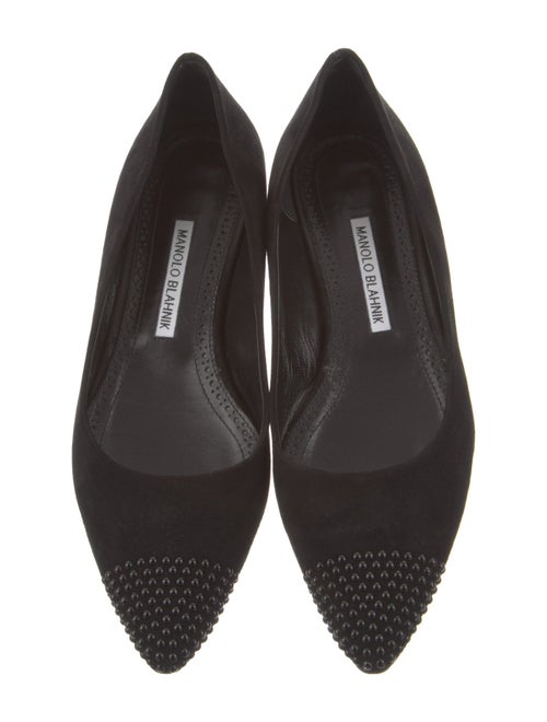 Manolo Blahnik Suede Studded Accents Flats