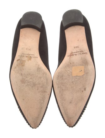 Manolo Blahnik Suede Studded Accents Flats