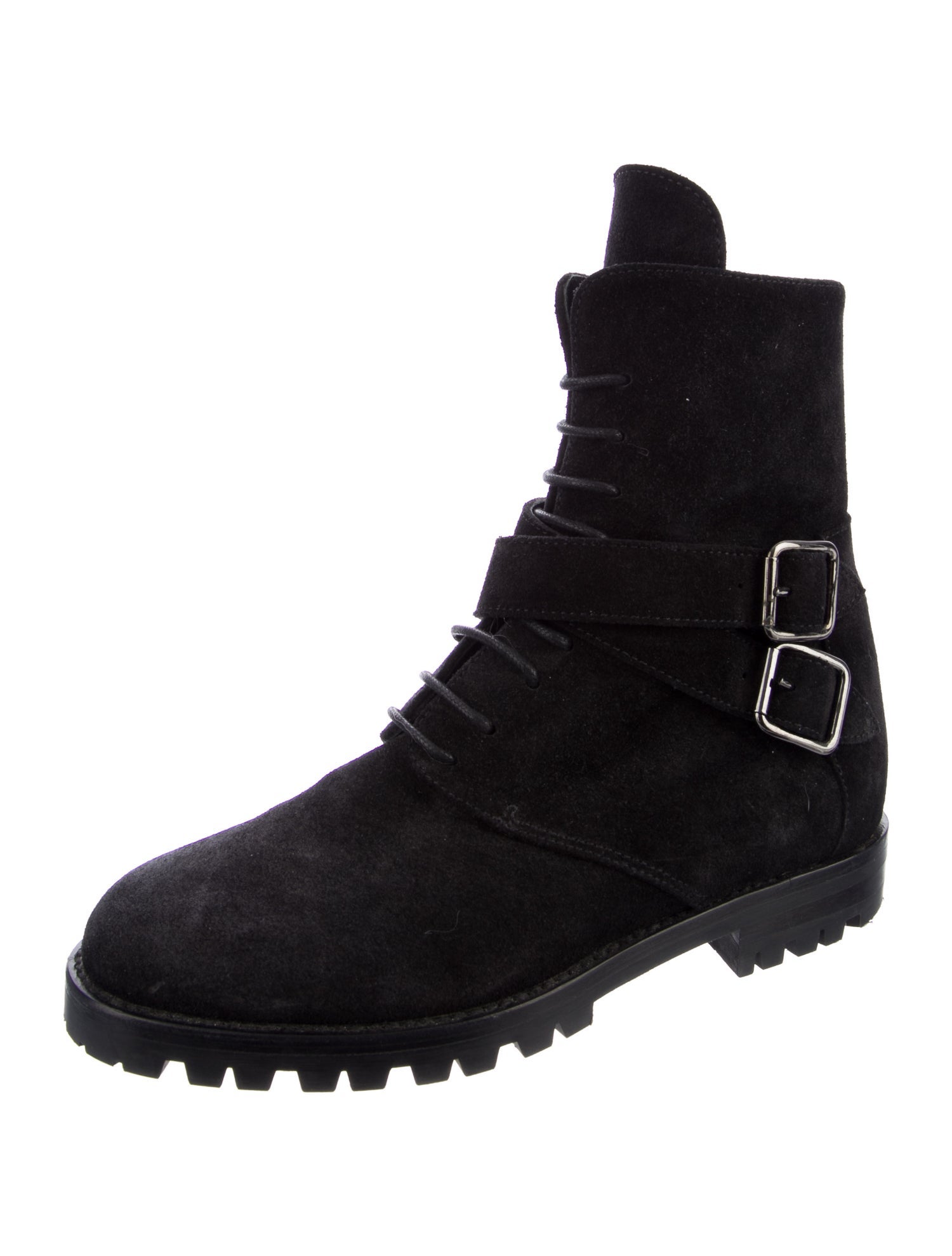 Manolo Blahnik Suede Combat Boots