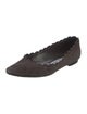 Manolo Blahnik Suede Scalloped Accent Ballet Flats