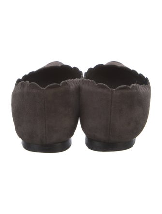 Manolo Blahnik Suede Scalloped Accent Ballet Flats