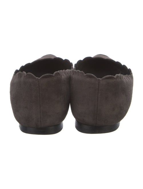 Manolo Blahnik Suede Scalloped Accent Ballet Flats