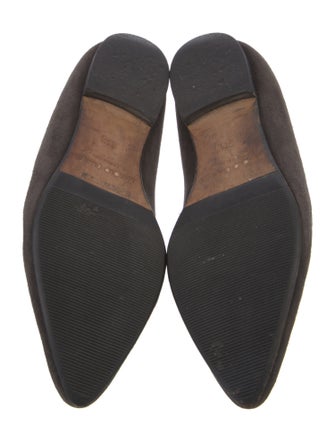 Manolo Blahnik Suede Scalloped Accent Ballet Flats