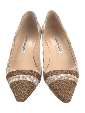 Manolo Blahnik Canvas Animal Print Pumps
