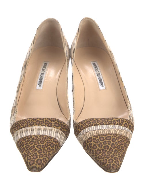 Manolo Blahnik Canvas Animal Print Pumps