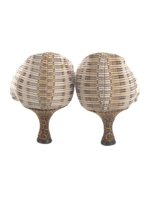 Manolo Blahnik Canvas Animal Print Pumps