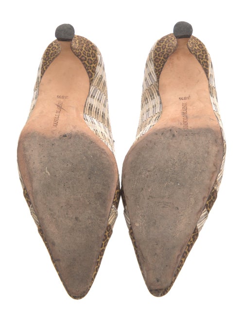 Manolo Blahnik Canvas Animal Print Pumps