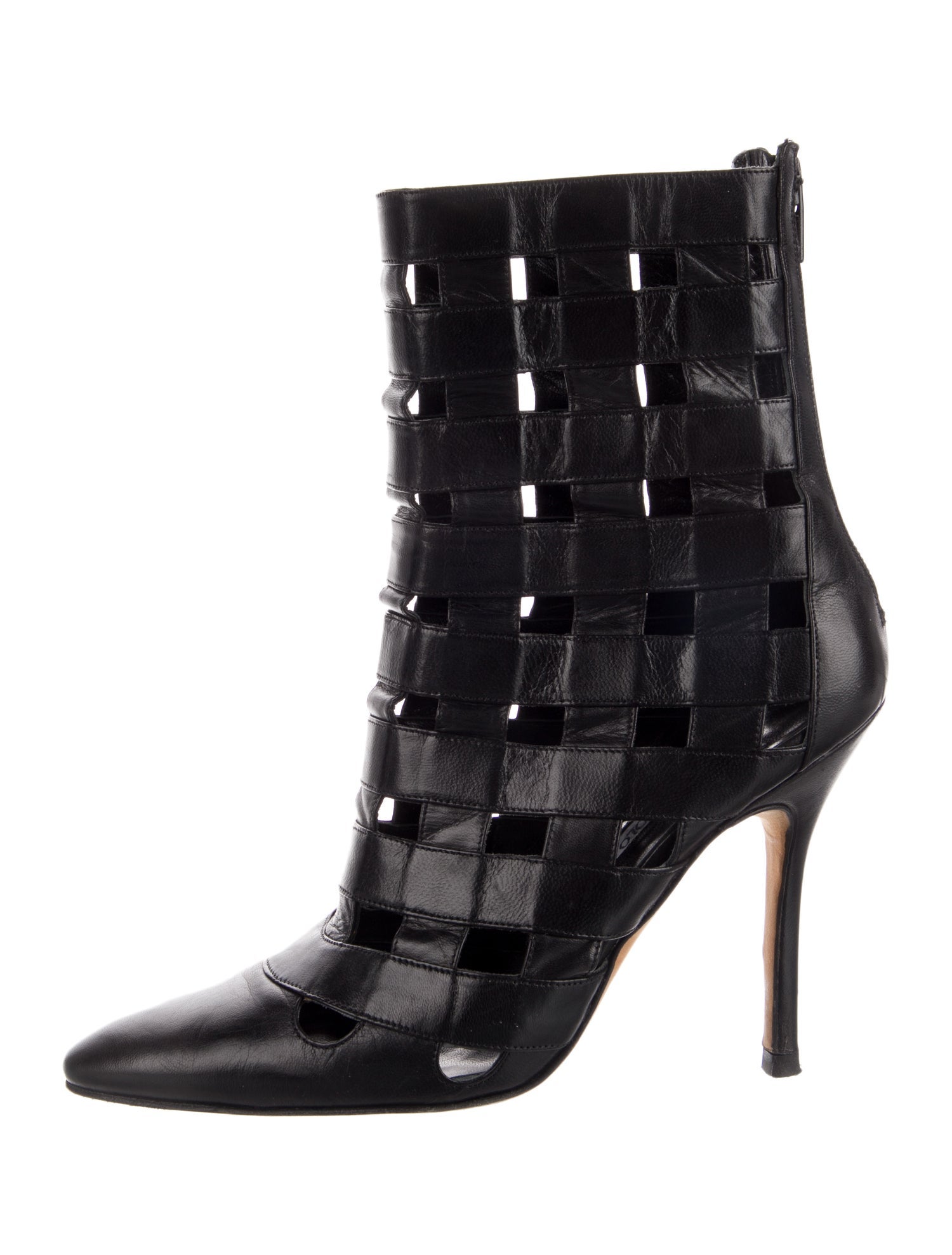 Manolo Blahnik Leather Cutout Accent Boots