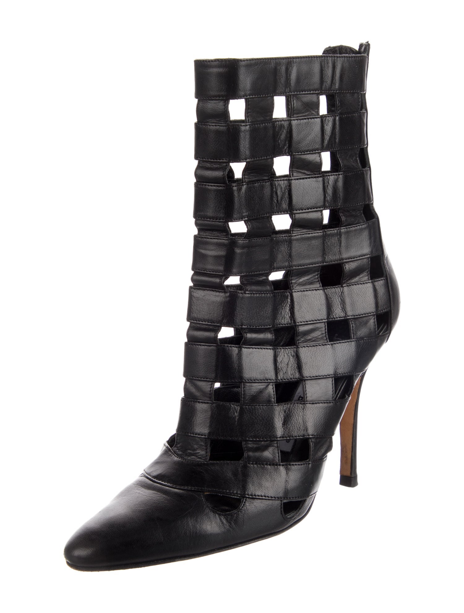 Manolo Blahnik Leather Cutout Accent Boots