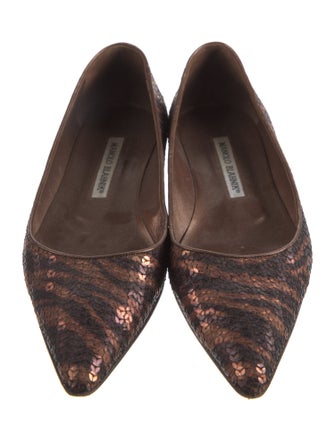 Manolo Blahnik Sequins Animal Print Flats