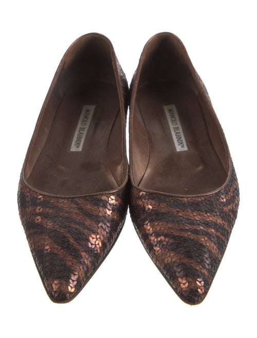 Manolo Blahnik Sequins Animal Print Flats