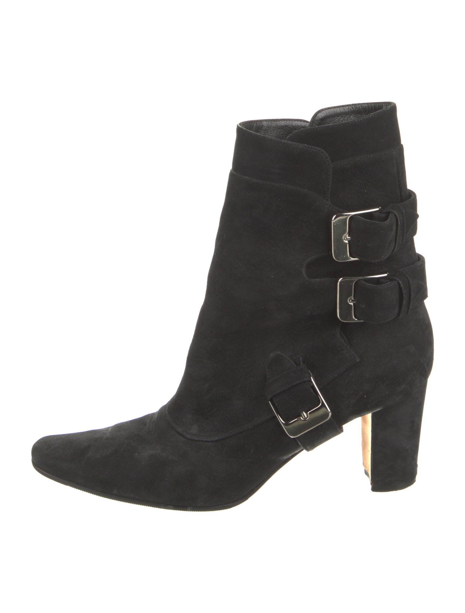 Manolo Blahnik Suede Moto Boots