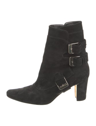Manolo Blahnik Suede Moto Boots