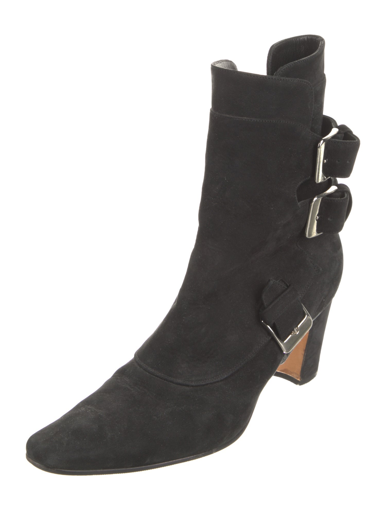 Manolo Blahnik Suede Moto Boots