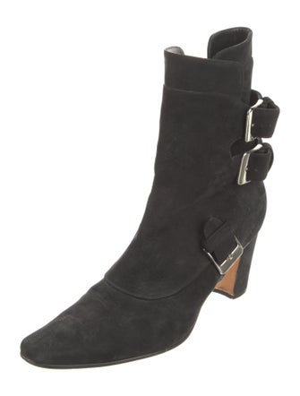 Manolo Blahnik Suede Moto Boots