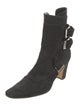 Manolo Blahnik Suede Moto Boots