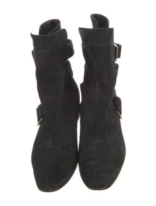 Manolo Blahnik Suede Moto Boots