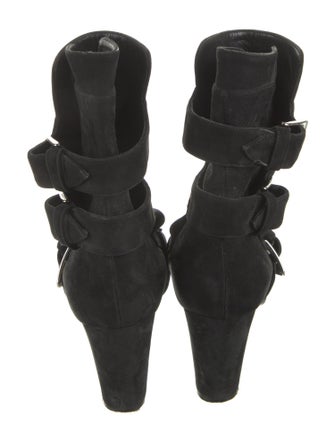 Manolo Blahnik Suede Moto Boots