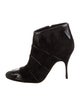Manolo Blahnik Suede Leather Trim Embellishment Boots