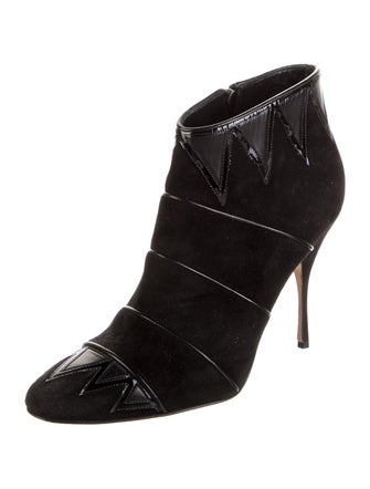 Manolo Blahnik Suede Leather Trim Embellishment Boots