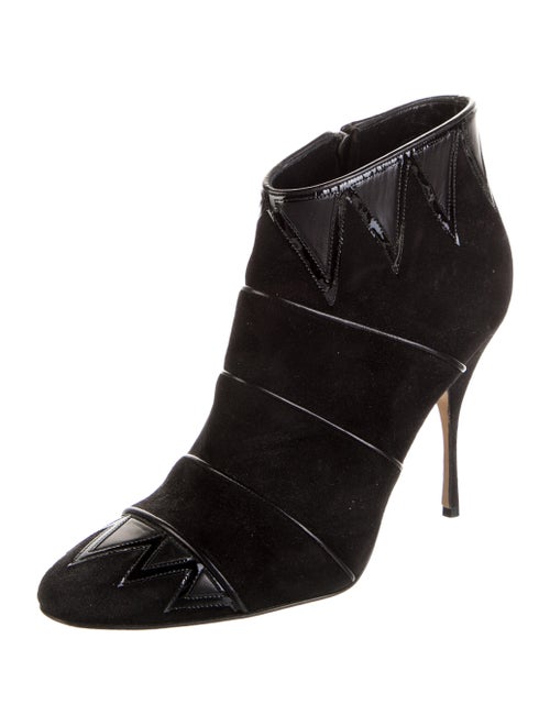 Manolo Blahnik Suede Leather Trim Embellishment Boots