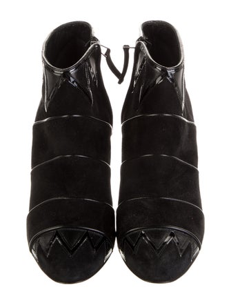 Manolo Blahnik Suede Leather Trim Embellishment Boots