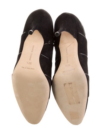 Manolo Blahnik Suede Leather Trim Embellishment Boots