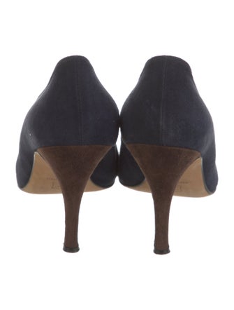 Manolo Blahnik Suede Bow Accents Pumps