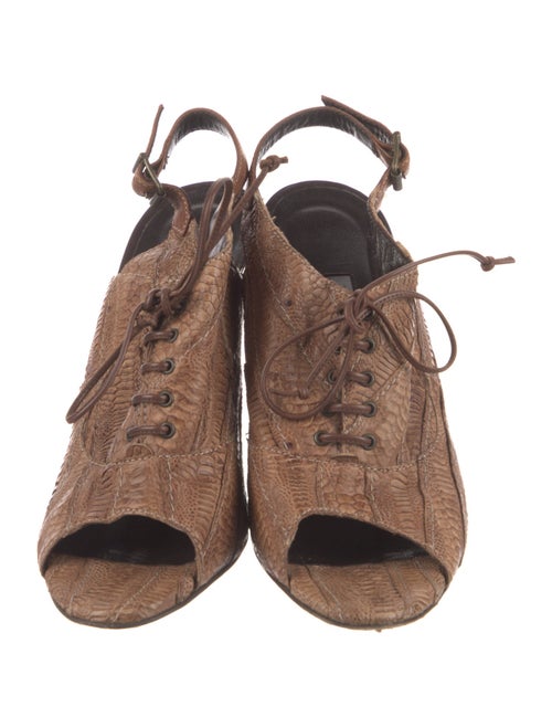 Manolo Blahnik Snakeskin Animal Print Slingback Sandals