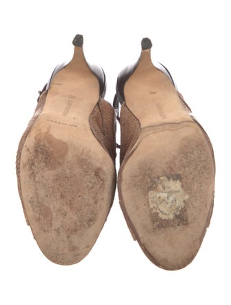 Manolo Blahnik Snakeskin Animal Print Slingback Sandals