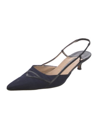 Manolo Blahnik Canvas Slingback Pumps
