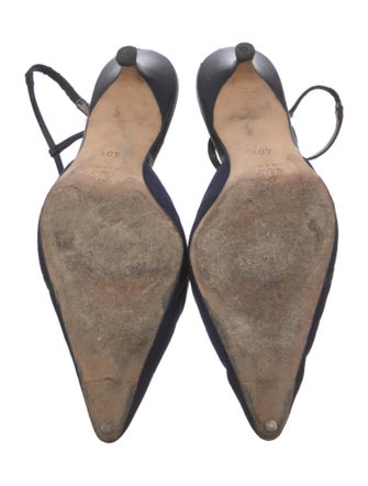 Manolo Blahnik Canvas Slingback Pumps