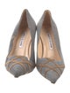 Manolo Blahnik Suede Striped Pumps
