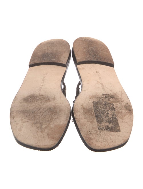 Manolo Blahnik Leather Chain-Link Accents Slides