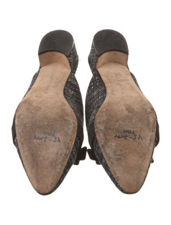 Manolo Blahnik Printed Bow Accents Mules