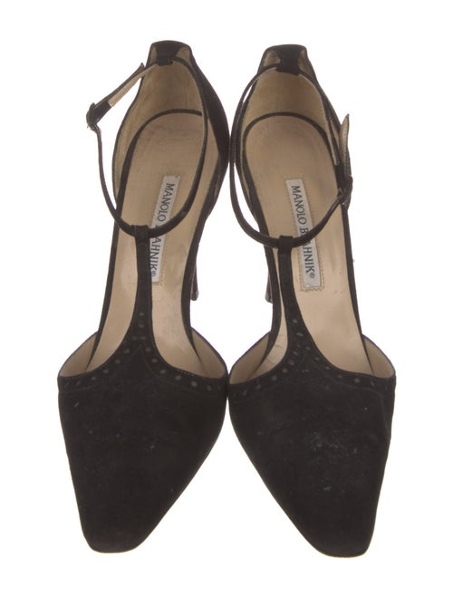 Manolo Blahnik Suede T-Strap Pumps