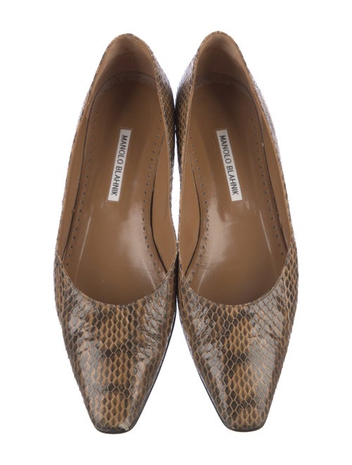 Manolo Blahnik Leather Animal Print Flats