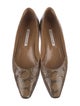 Manolo Blahnik Leather Animal Print Flats