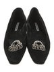 Manolo Blahnik Suede Crystal Embellishments Flats