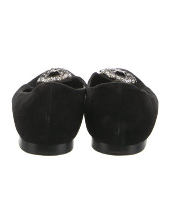 Manolo Blahnik Suede Crystal Embellishments Flats