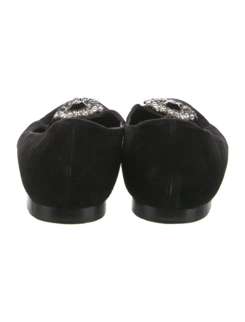 Manolo Blahnik Suede Crystal Embellishments Flats