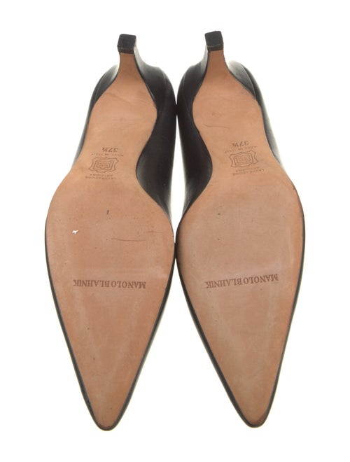 Manolo Blahnik Leather Fringe Trim Accent Pumps