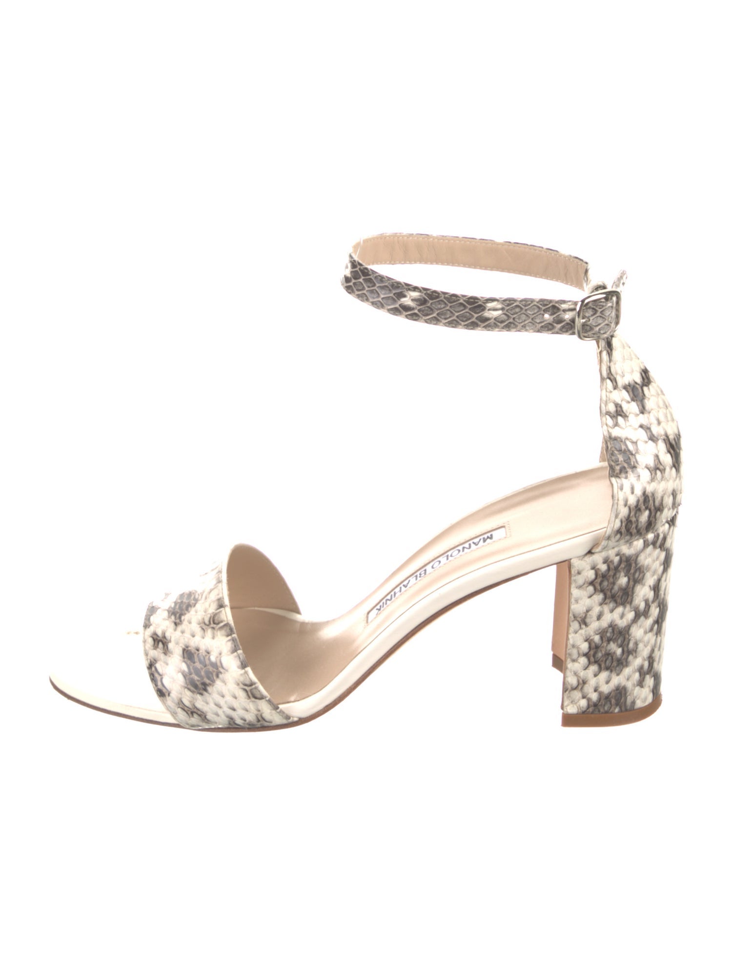 Manolo Blahnik Embossed Leather Animal Print Sandals