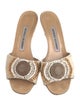 Manolo Blahnik Canvas Beaded Accents Slides