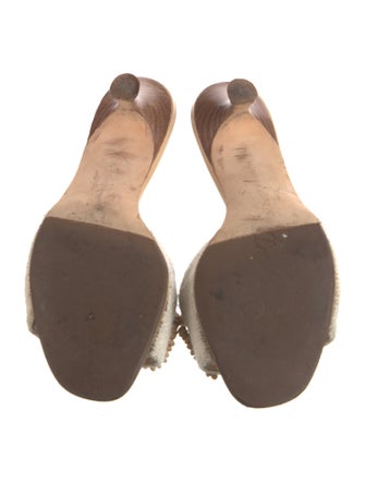 Manolo Blahnik Canvas Beaded Accents Slides